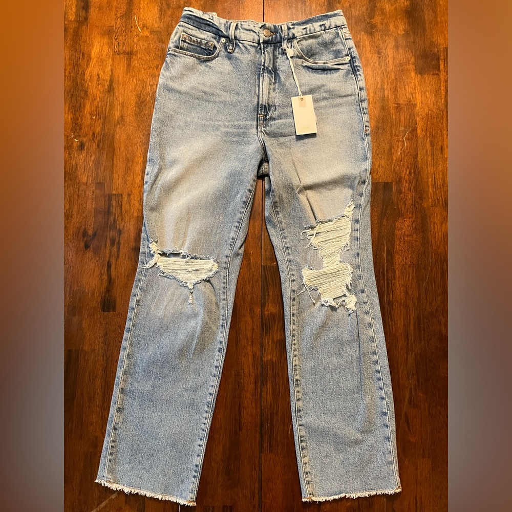 Good American Vintage-Inspired Curvy Jeans in Light Blue